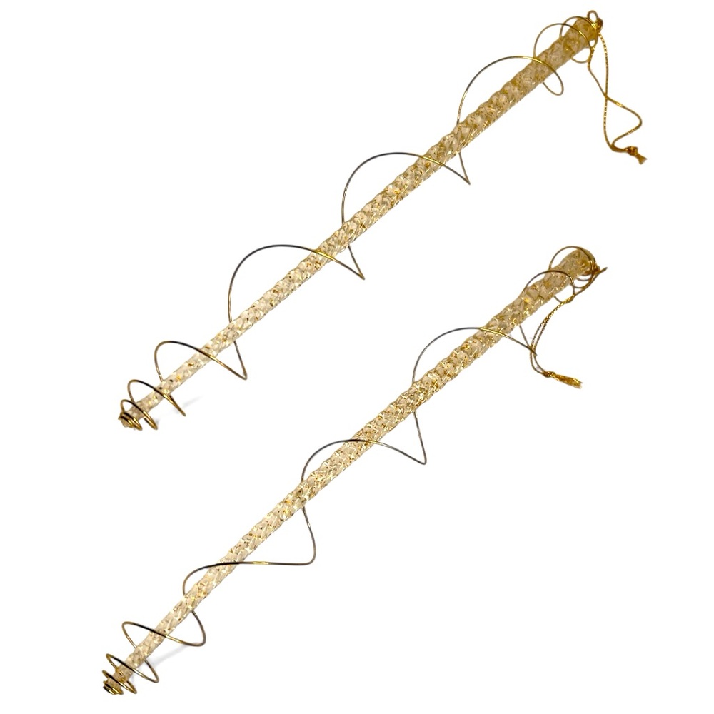🎄Vintage gold wire Christmas glittery icicle ice sickle ornaments 9” EXCELLENT
